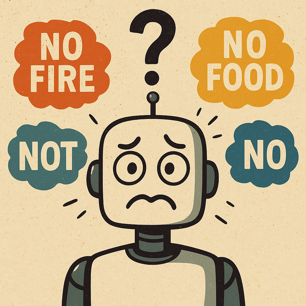 Illustration of AI and its struggle with negation